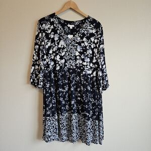 J.jill LAKESIDE BLOOMS MIXED-PRINT DRESS - sz LP